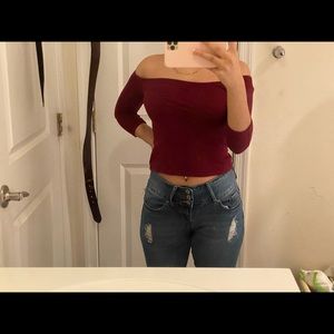 Maroon off - shoulder top